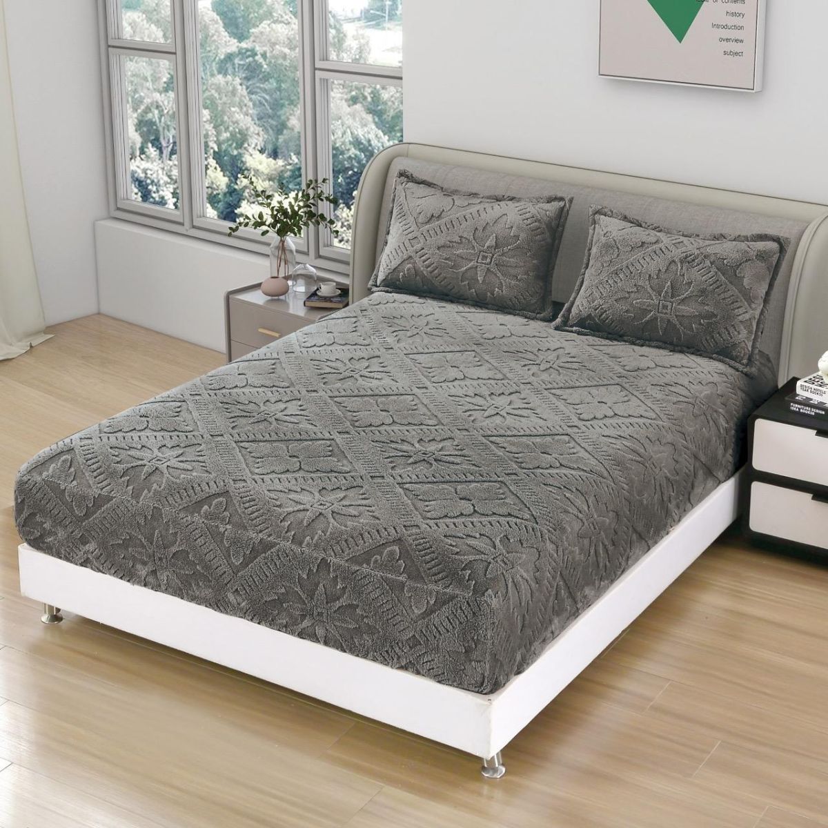 Husa Cocolino Premium cu Elastic, Set 3 Piese cu 2 Fete de Perna