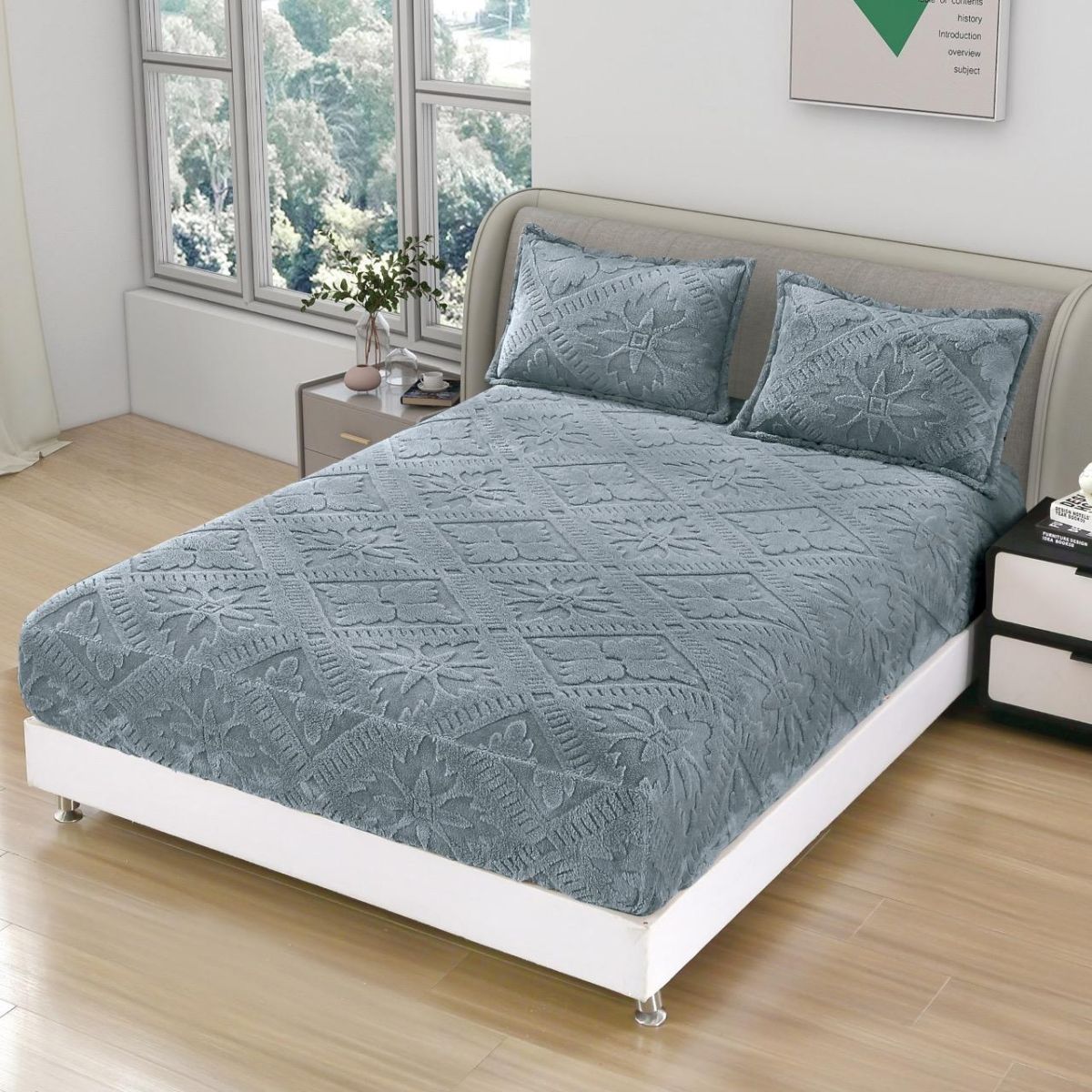 Husa Cocolino Premium cu Elastic, Set 3 Piese cu 2 Fete de Perna