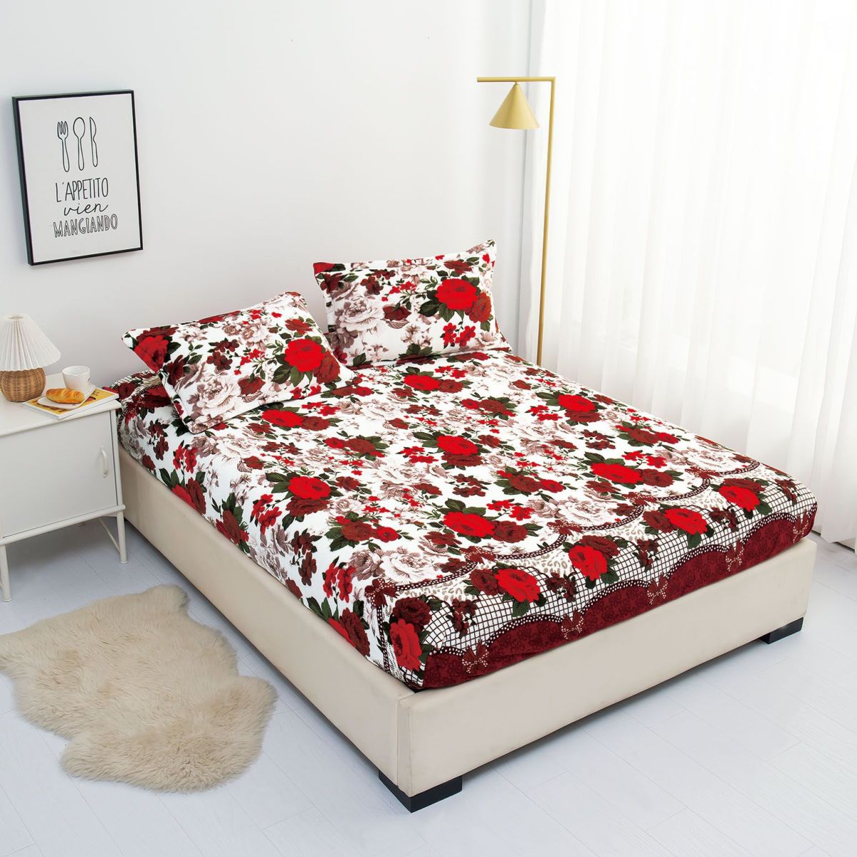 Husa Cocolino Premium cu Elastic, Set 3 Piese cu 2 Fete de Perna