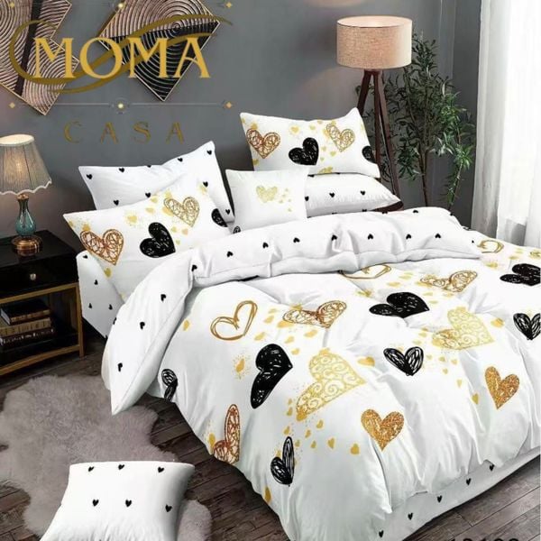 Lenjerie Premium Multicolor din Bumbac Finet cu 6 Piese pentru pat dublu