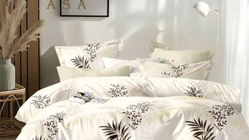 Lenjerie Premium Multicolor din Bumbac Finet cu 6 Piese pentru pat dublu