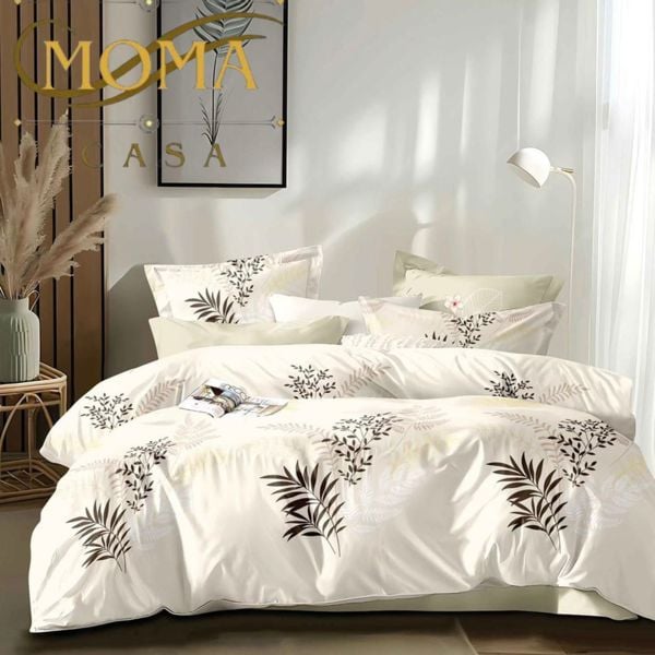 Lenjerie Premium Multicolor din Bumbac Finet cu 6 Piese pentru pat dublu