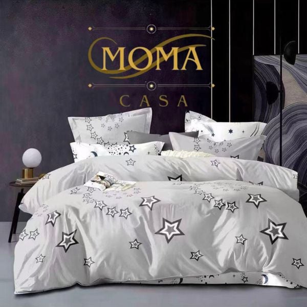 Lenjerie Premium Multicolor din Bumbac Finet cu 6 Piese pentru pat dublu