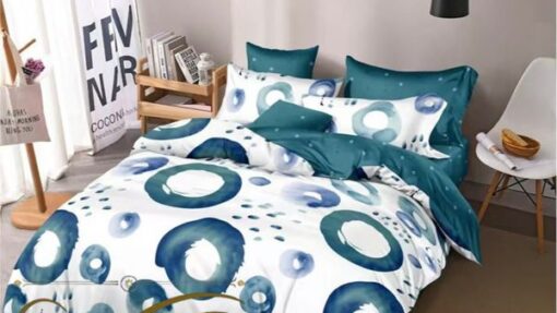 Lenjerie Premium Multicolor din Bumbac Finet cu 6 Piese pentru pat dublu