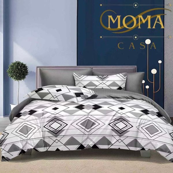 Lenjerie Premium Multicolor din Bumbac Finet cu 6 Piese pentru pat dublu