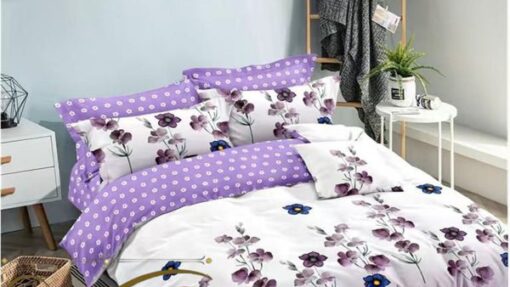 Lenjerie Premium Multicolor din Bumbac Finet cu 6 Piese pentru pat dublu