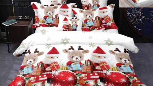 Lenjerie Premium Multicolor din Bumbac Finet cu 6 Piese pentru pat dublu