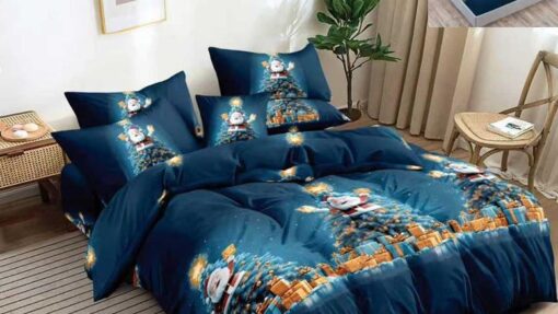 Lenjerie Premium Multicolor din Bumbac Finet cu 6 Piese pentru pat dublu