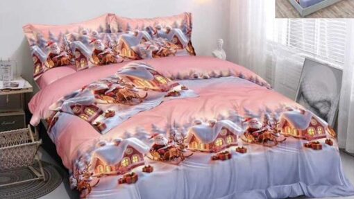 Lenjerie Premium Multicolor din Bumbac Finet cu 6 Piese pentru pat dublu