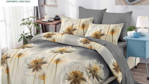 Lenjerie Premium Multicolor din Bumbac Finet cu 6 Piese pentru pat dublu