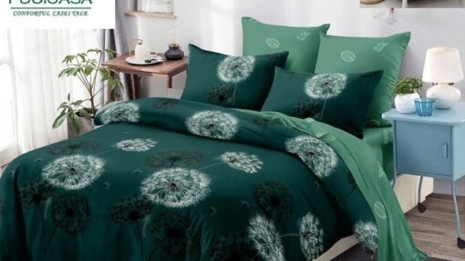 Lenjerie Premium Multicolor din Bumbac Finet cu 6 Piese pentru pat dublu