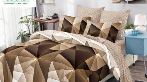 Lenjerie Premium Multicolor din Bumbac Finet cu 6 Piese pentru pat dublu