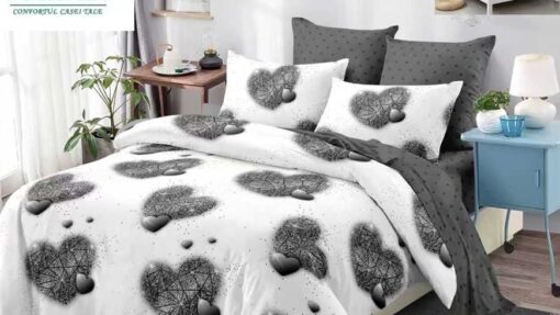 Lenjerie Premium Multicolor din Bumbac Finet cu 6 Piese pentru pat dublu