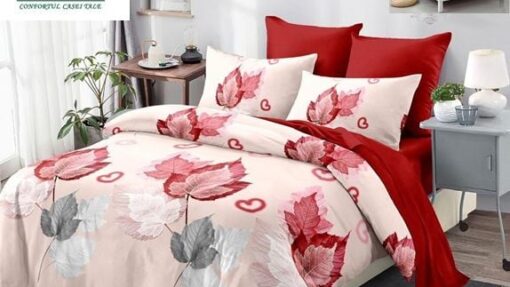 Lenjerie Premium Multicolor din Bumbac Finet cu 6 Piese pentru pat dublu