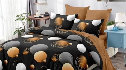 Lenjerie Premium Multicolor din Bumbac Finet cu 6 Piese pentru pat dublu