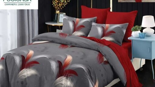 Lenjerie Premium Multicolor din Bumbac Finet cu 6 Piese pentru pat dublu