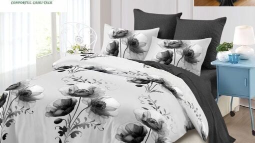 Lenjerie Premium Multicolor din Bumbac Finet cu 6 Piese pentru pat dublu