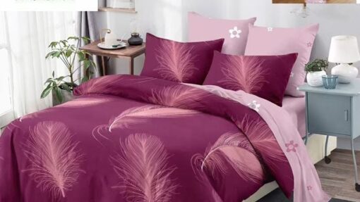 Lenjerie Premium Multicolor din Bumbac Finet cu 6 Piese pentru pat dublu