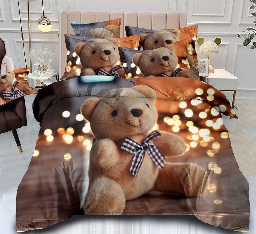 Lenjerie Premium Multicolor din Bumbac Finet cu 6 Piese de cea mai buna calitate pentru pat dublu