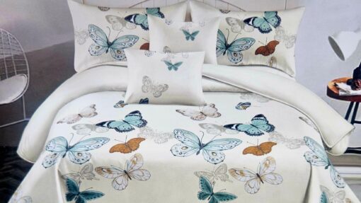 Lenjerie cu Elastic din Bumbac tip Finet cu 4 Fete de Perna