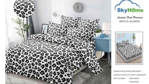 Lenjerie din Bumbac tip Finet cu 4 Fete de Perna