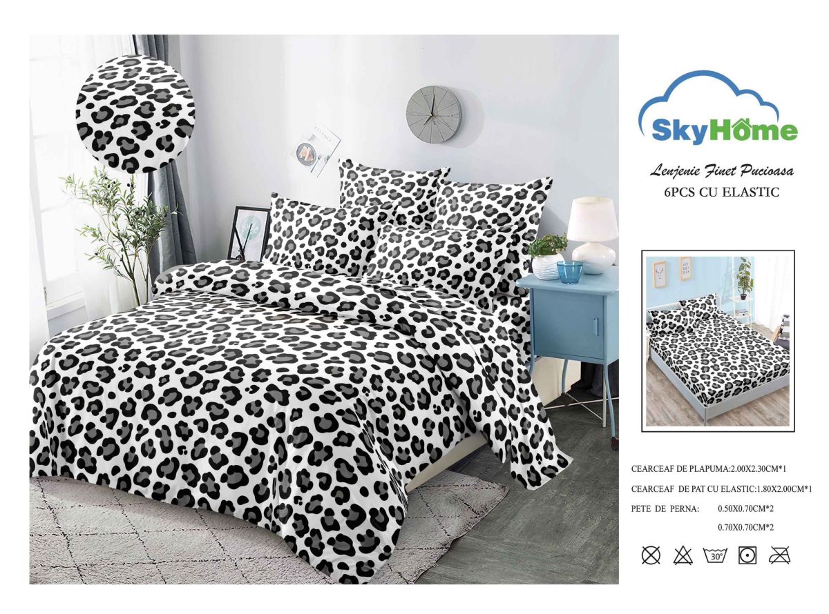 Lenjerie din Bumbac tip Finet cu 4 Fete de Perna